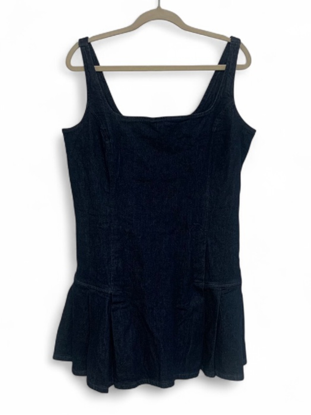 NWT GAP Dark Blue Denim Pleated Sleeveless Mini Dress